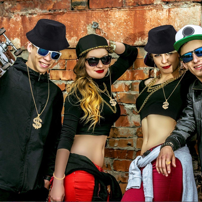 YAROMO 80s/ 90s Hip Hop Costume Kit with Dollar Sign (6 Pieces) - Image 5